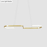 Modern S-Like Chandelier Lamp: Metallic Dining Room Pendant Light In Black/Gold Warm/White Led