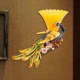 Modern Scalloped Wall Mount Yellow Glass Lamp With Peacock Design For Bedroom - Left/Right Option /