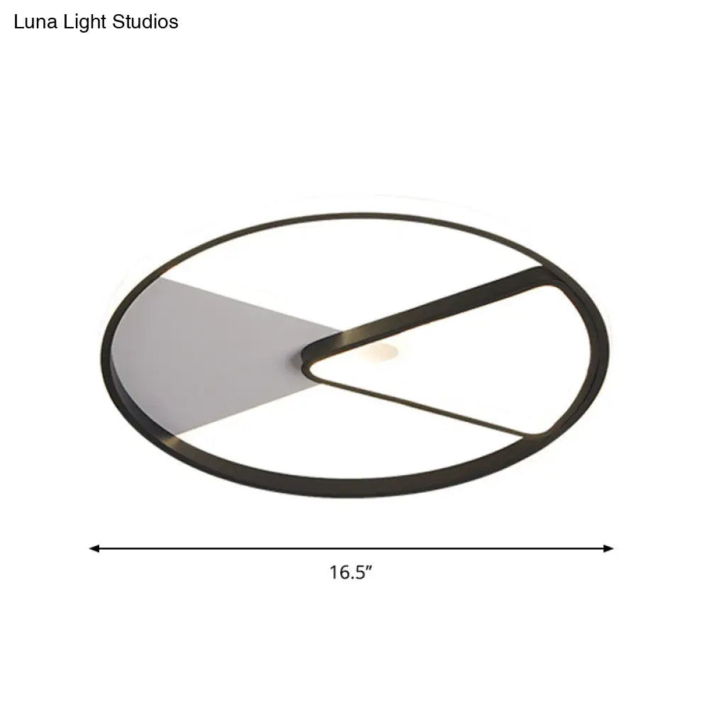 Modern Sector Frame Flushmount Led Bedroom Light - 16.5’/20.5’ Acrylic Black/White/Warm White