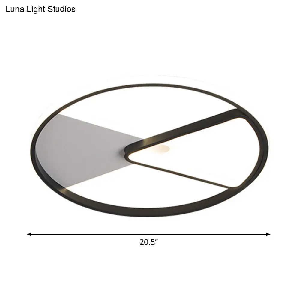 Modern Sector Frame Flushmount Led Bedroom Light - 16.5’/20.5’ Acrylic Black/White/Warm White