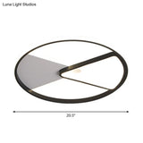 Modern Sector Frame Flushmount Led Bedroom Light - 16.5’/20.5’ Acrylic Black/White/Warm White