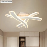 Modern Semi - Flush Acrylic Led Ceiling Light For Bedroom - Crossed Line Design Warm/White