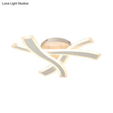 Modern Semi - Flush Acrylic Led Ceiling Light For Bedroom - Crossed Line Design Warm/White