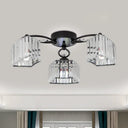 Modern Semi Flush Mount With Clear Crystals And Sleek Black Finish - 3/6 Heads Trapezoid Design 3 /