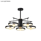 Modern Semi Mount Black Finish Led Ceiling Lamp 5/6 Heads With Acrylic Shade 25.5’/29.5’ Wide