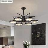 Modern Semi Mount Black Finish Led Ceiling Lamp 5/6 Heads With Acrylic Shade 25.5’/29.5’ Wide