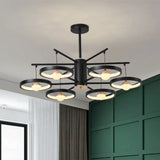 Modern Semi Mount Black Finish Led Ceiling Lamp 5/6 Heads With Acrylic Shade 25.5’/29.5’ Wide /
