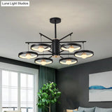 Modern Semi Mount Black Finish Led Ceiling Lamp 5/6 Heads With Acrylic Shade 25.5’/29.5’ Wide