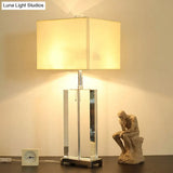 Modern Shaded Desk Light: White Table Lamp With Pull Chain - 10.5/13 Wide Fabric Shade Dual Bulb