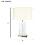 Modern Shaded Fabric Desk Lamp With Gold Finish Clear Crystal Base - 1 Head