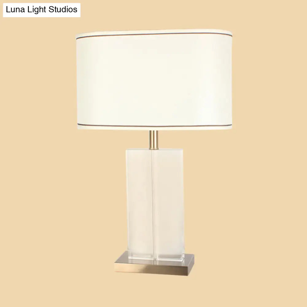 Modern Shaded Fabric Desk Lamp With Gold Finish Clear Crystal Base - 1 Head