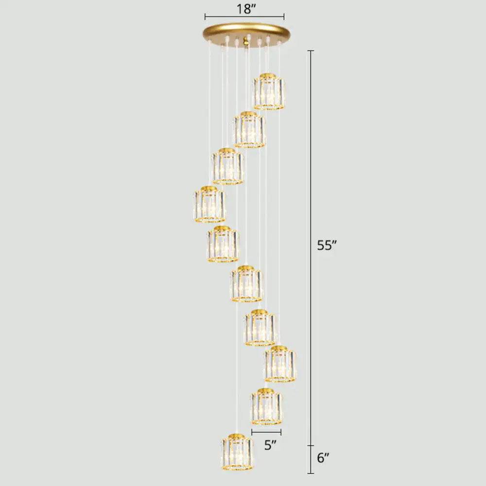 Modern Shaded Glass Multi-Light Pendant For Living Room Ceiling 10 / Gold
