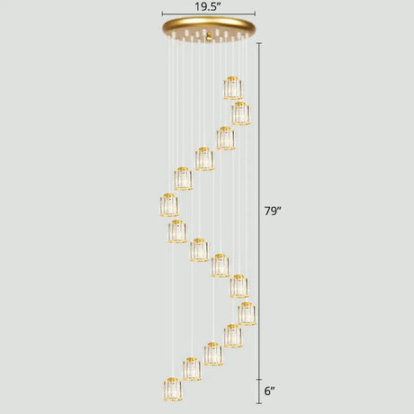 Modern Shaded Glass Multi-Light Pendant For Living Room Ceiling 15 / Gold