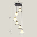 Modern Shaded Glass Multi-Light Pendant For Living Room Ceiling 5 / Black-White