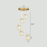 Modern Shaded Glass Multi-Light Pendant For Living Room Ceiling 5 / Gold