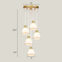 Modern Shaded Glass Multi-Light Pendant For Living Room Ceiling 5 / White-Gold