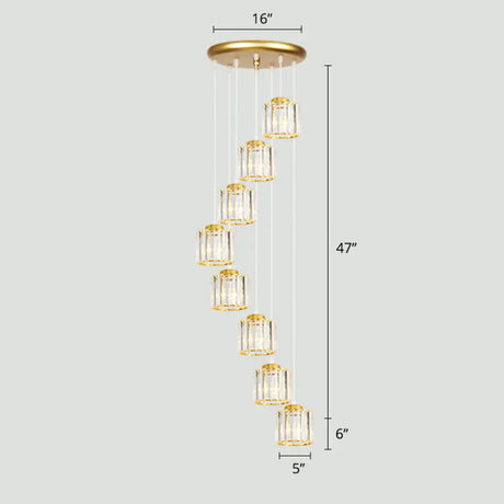 Modern Shaded Glass Multi-Light Pendant For Living Room Ceiling 8 / Gold