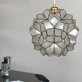 Modern Shell Globe Pendant: Elegant 1-Light Hanging Ceiling Fixture In White/Beige White / A