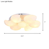 Modern Shell Shape Bedroom Flush Mount Ceiling Light In White Glass Available 3/5/7 Lights