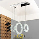 Modern Silver Circular Pendant With K9 Crystal 3/5 Lights For Dining Room Cluster 3 /