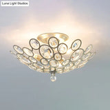 Modern Silver Crystal Semi Flush Light For Corridors - Hand - Cut 3 Head Design