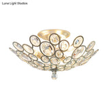 Modern Silver Crystal Semi Flush Light For Corridors - Hand - Cut 3 Head Design