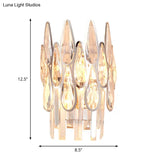 Modern Silver Double-Layered Wall Sconce With Clear Crystal Accents - 2 Lights