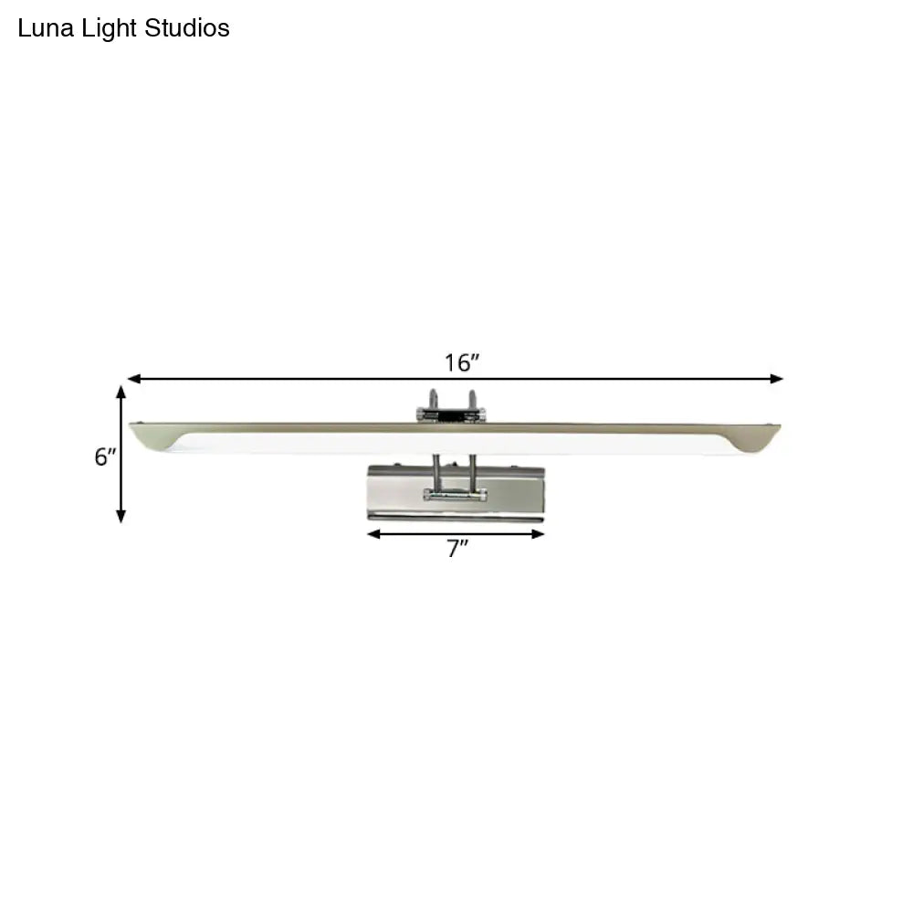 Modern Silver Finish Linear Wall Mount Led Stainless Steel Vanity Lamp For Bedroom - 16/23.5 Width