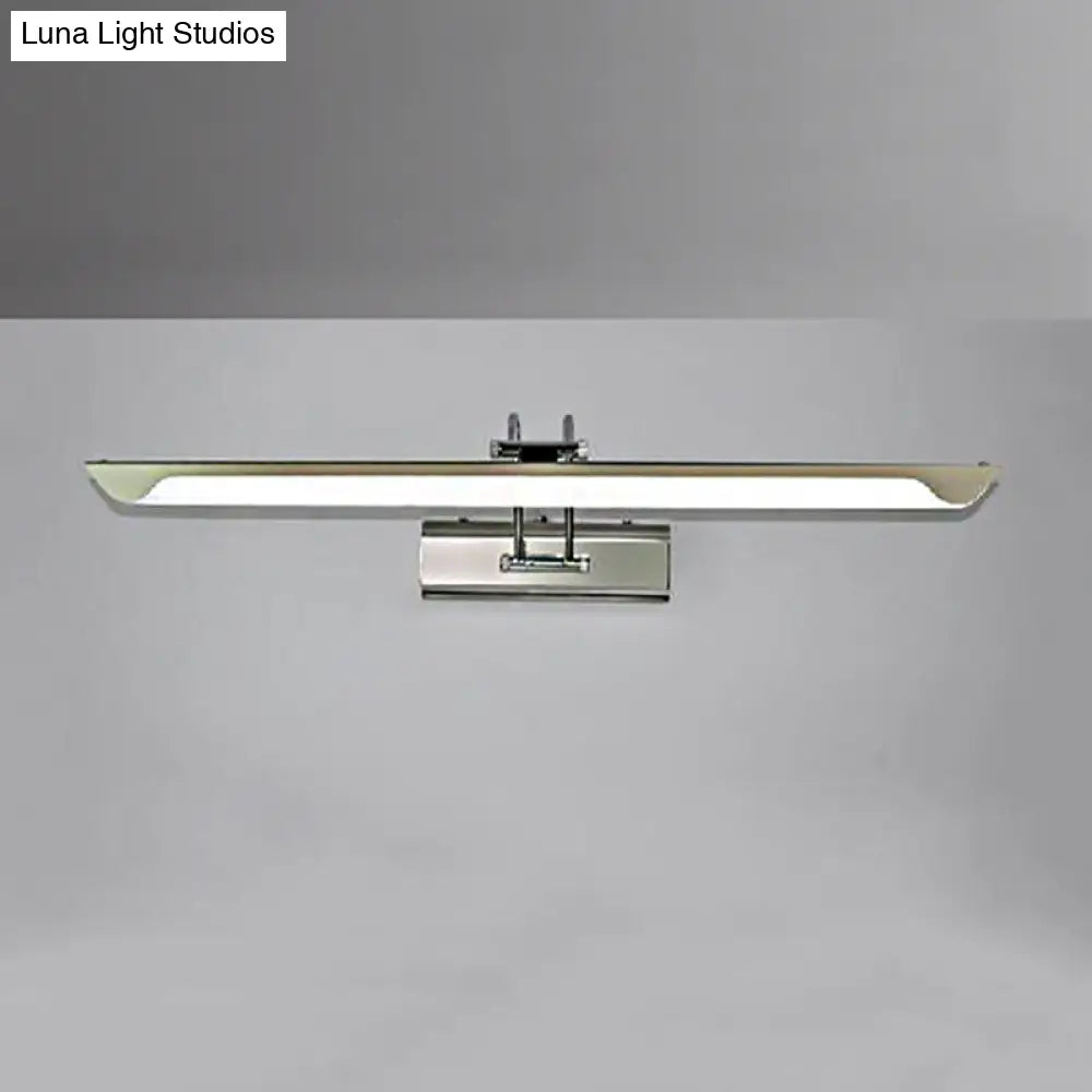 Modern Silver Finish Linear Wall Mount Led Stainless Steel Vanity Lamp For Bedroom - 16/23.5 Width