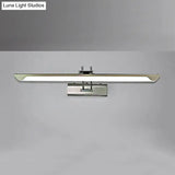 Modern Silver Finish Linear Wall Mount Led Stainless Steel Vanity Lamp For Bedroom - 16/23.5 Width