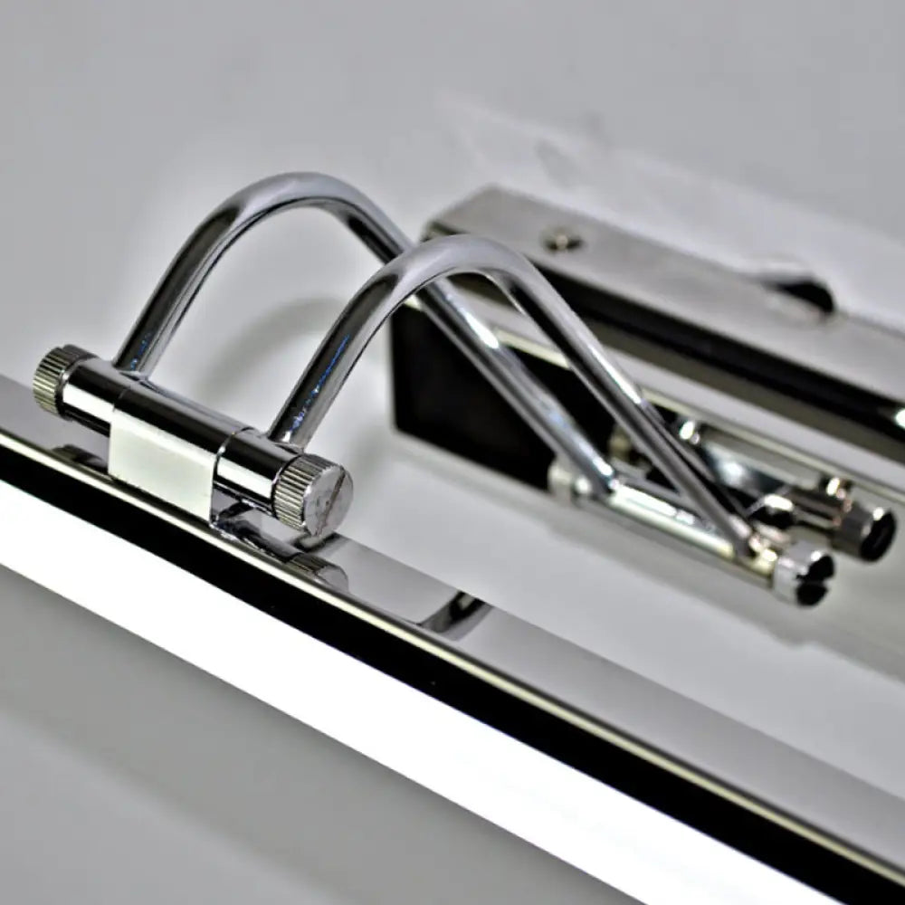 Modern Silver Finish Linear Wall Mount Led Stainless Steel Vanity Lamp For Bedroom - 16/23.5 Width