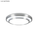 Modern Silver Flush Mount Lighting With Acrylic Shade – Integrated Led Ceiling Light For Living