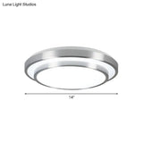 Modern Silver Flush Mount Lighting With Acrylic Shade – Integrated Led Ceiling Light For Living