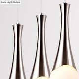 Modern Silver Funnel Shaped Hanging Light Fixture With White Glass Multi Pendant For Diner