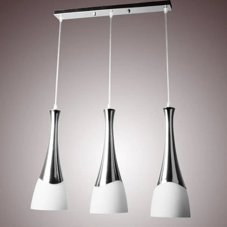 Modern Silver Funnel Shaped Hanging Light Fixture With White Glass Multi Pendant For Diner 3 /