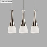 Modern Silver Funnel Shaped Hanging Light Fixture With White Glass Multi Pendant For Diner