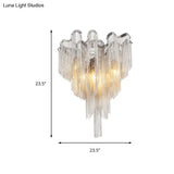 Modern Silver Metal Chain Draped Flush Mount Ceiling Light Fixture For Living Room With 6 Lights
