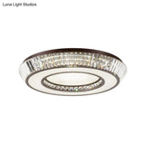 Modern Simple Crystal Block Led Coffee Flush Mount Lighting For Living Room