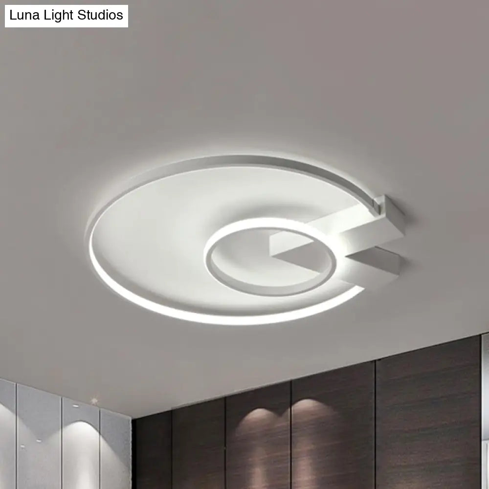 Modern Single Light White/Gold Flushmount Ceiling Fixture With Acrylic Panels