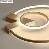 Modern Single Light White/Gold Flushmount Ceiling Fixture With Acrylic Panels