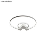 Modern Single Light White/Gold Flushmount Ceiling Fixture With Acrylic Panels
