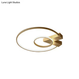 Modern Single Light White/Gold Flushmount Ceiling Fixture With Acrylic Panels