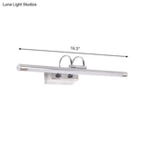 Modern Slender Chrome Led Wall Lamp With Dual Arm For Shower Room - Warm/White Lighting