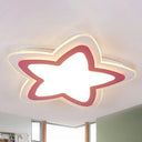Modern Slim Star Panel Ceiling Light For Study Room - Acrylic Flush Mount Lamp Pink / White
