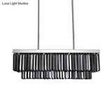 Modern Smoke Gray Crystal Rectangle Chandelier: 6/8/10 Heads Dining Room Lighting