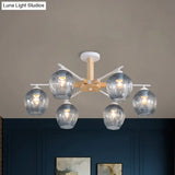 Modern Smoke Gray Glass Pendant Chandelier - 3/6 Light Modo Hanging Fixture For Living Room