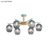 Modern Smoke Gray Glass Pendant Chandelier - 3/6 Light Modo Hanging Fixture For Living Room