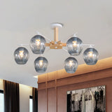 Modern Smoke Gray Glass Pendant Chandelier - 3/6 Light Modo Hanging Fixture For Living Room 6 /