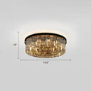 Modern Smoke Grey Crystal Flushmount Ceiling Lamp: Sleek Circular Design For Living Room Lighting