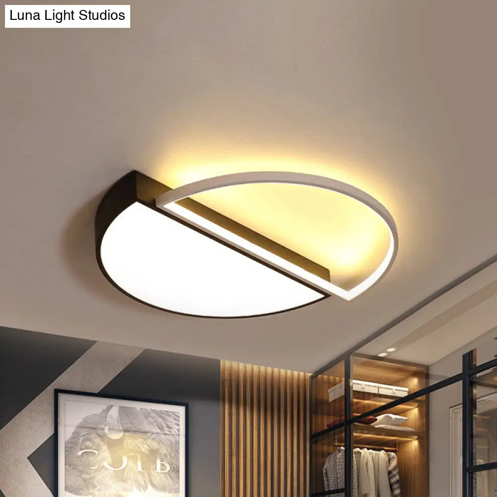 Modern Splicing Flush Mount Led Ceiling Light In Black/White With Dimming Control - 18’/21.5’ W